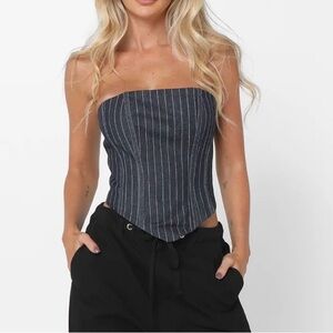 NWT Navy Pinstripe Corset Tub Top